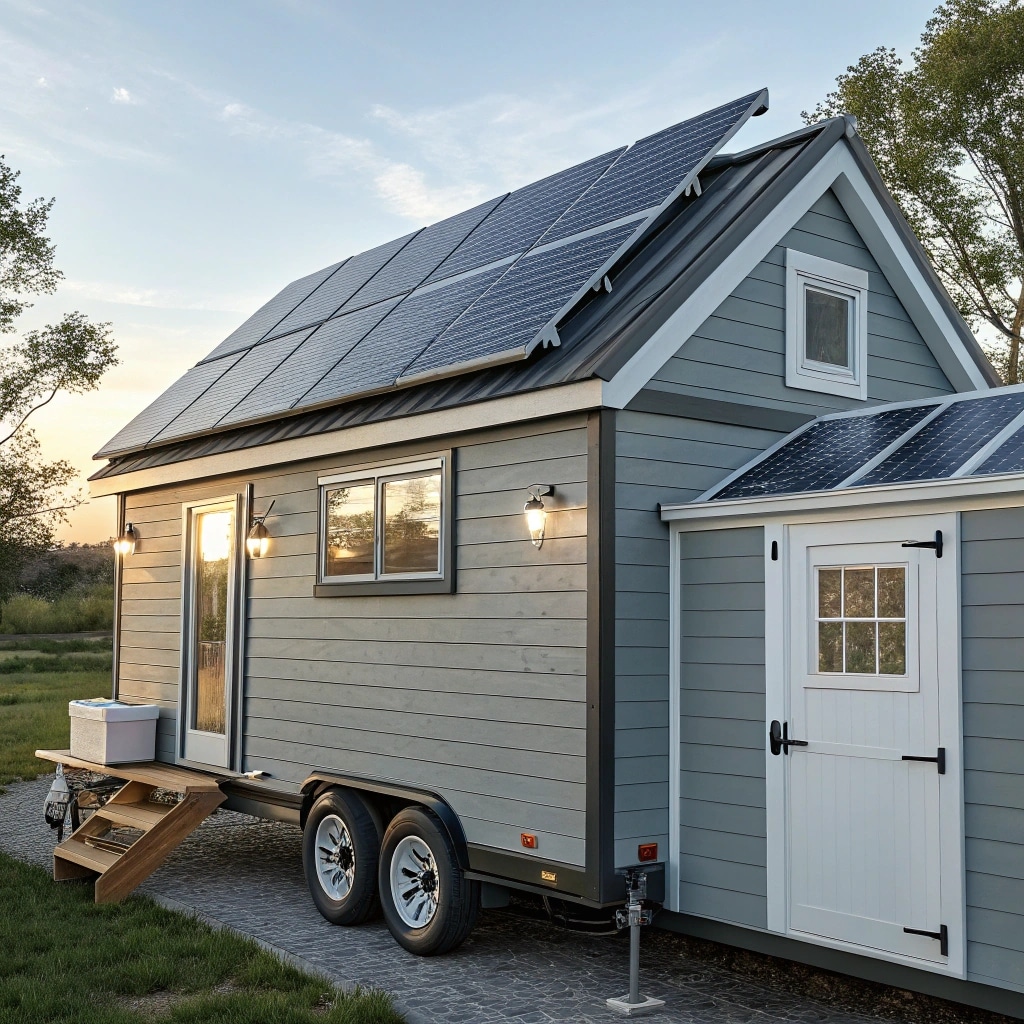 solar panels and battery system for off-grid tiny homes