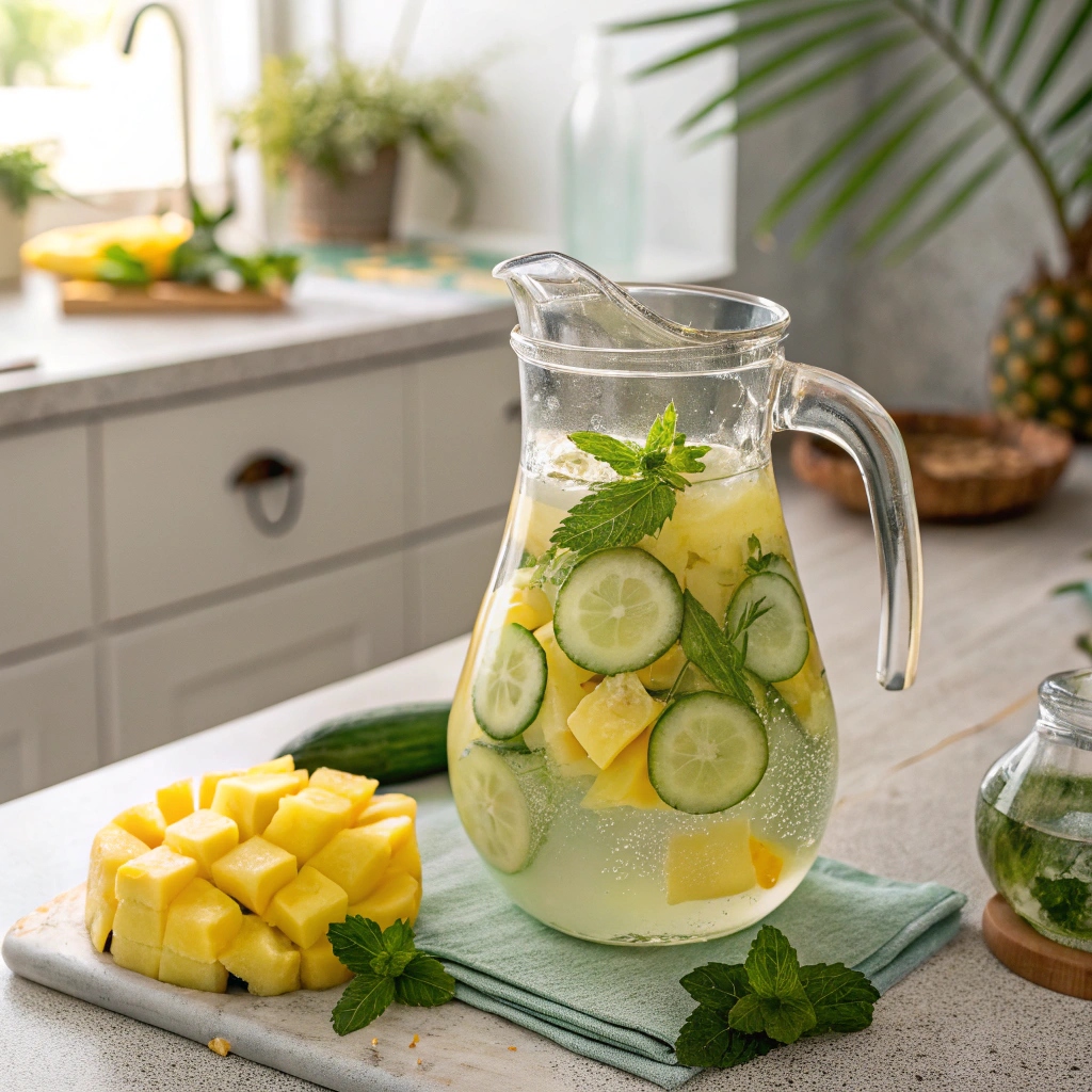 pineapple cucumber detox water fat burning drink