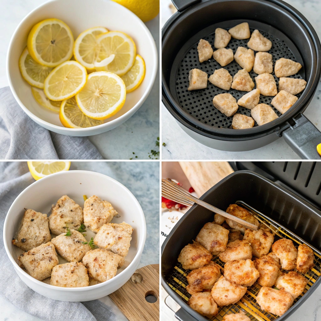 Step-by-step cooking of air fryer lemon chicken bites